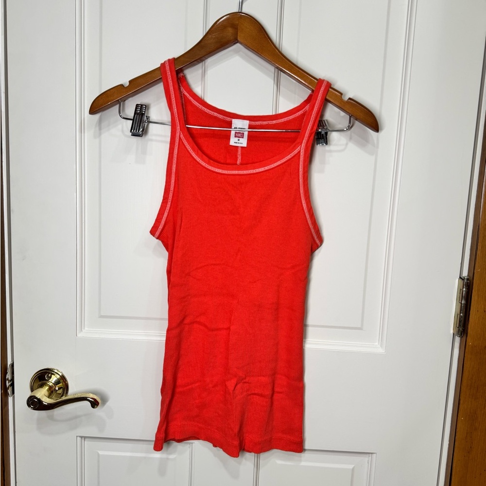 RE/DONE x Hanes Ribbed Tank Top Coral Orange —Size M